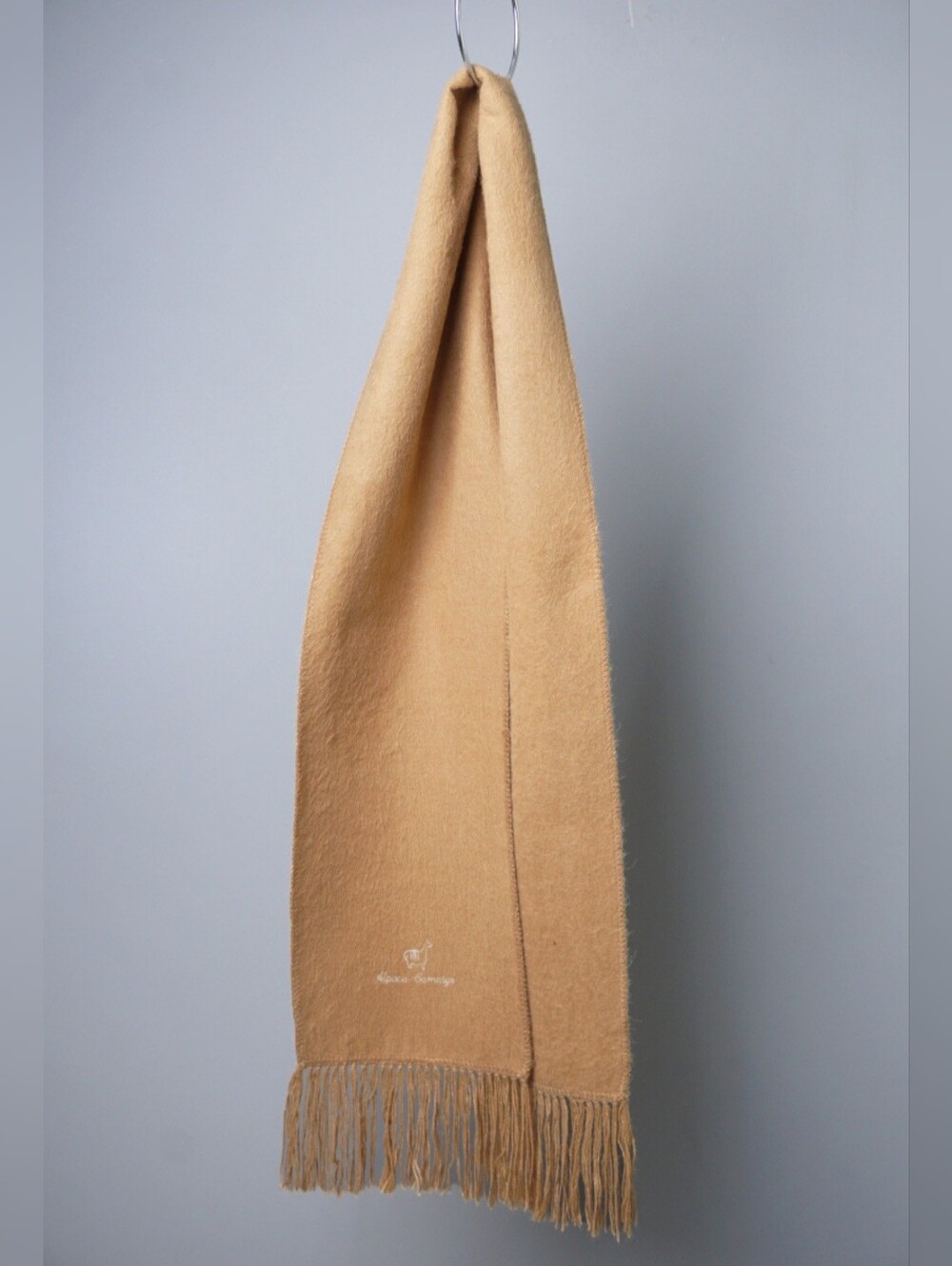 Tan Alpaca Fringed Scarf